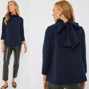 Tuckernuck Blue Tie Front Blouse with 3/4 Sleeves